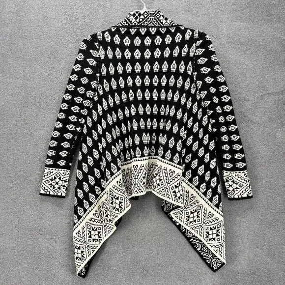 Romeo & Juliet Cardigan Sweater womens Size S Knit Tribal Black White reversible - Picture 2 of 11